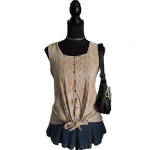 cream tiedye sequined tiefront cami